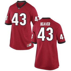 #43 Tyler Beaver UGA Bulldogs Women's Game NCAA Jerseys Red
