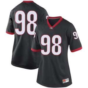 #98 Tyler Malakius Georgia Bulldogs Women's Game Football Jerseys Black