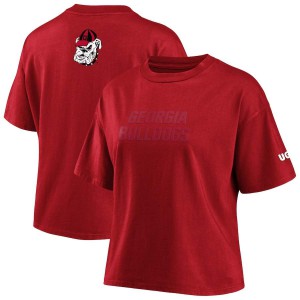 T-Shirt UGA Bulldogs Women's WEAR by Erin Andrews Crop Official T-Shirt Red