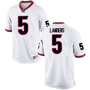 #5 Matt Landers Georgia Bulldogs Youth Game Stitch Jerseys White