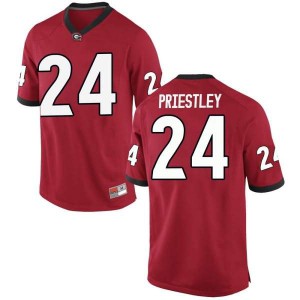 #24 Nathan Priestley Georgia Bulldogs Youth Game Embroidery Jersey Red