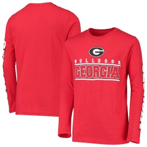 T-Shirt Georgia Bulldogs Youth Transition Two-Hit Long Sleeve Stitch T-Shirts Red