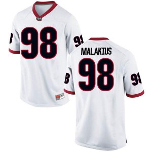 #98 Tyler Malakius UGA Bulldogs Youth Game Official Jerseys White