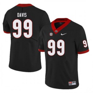 #99 Jordan Davis Georgia Bulldogs Men's Replica NCAA Jerseys Black